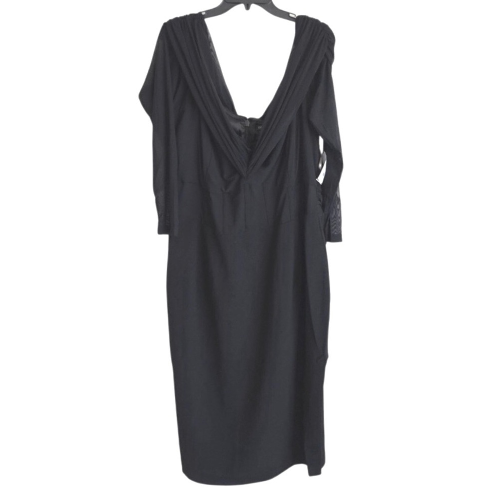 City Chic Off The Shoulder Lana Sheer Long Sleeve Corset Sheath Dress Size 24 - Picture 2 of 9